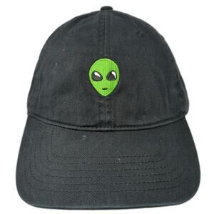 No Boundaries Baseball Cap Black One Size Alien Embroidered Slideback Hat